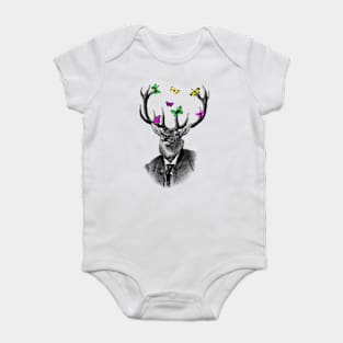 decorative deer portrait Baby Bodysuit